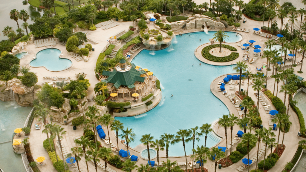 luxury hotel with many pools